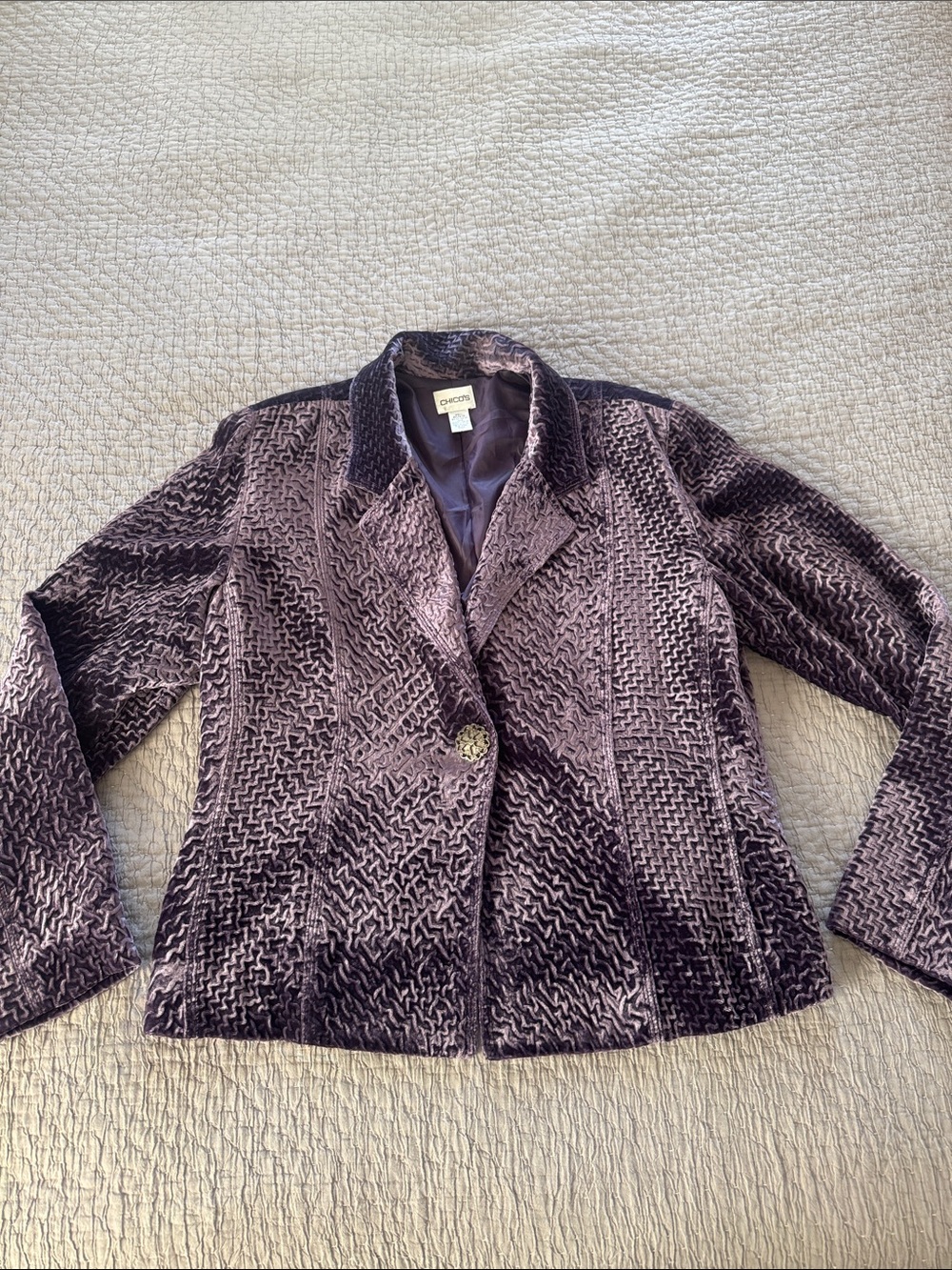 Chicos Textured Velvet Blazer Jacket
